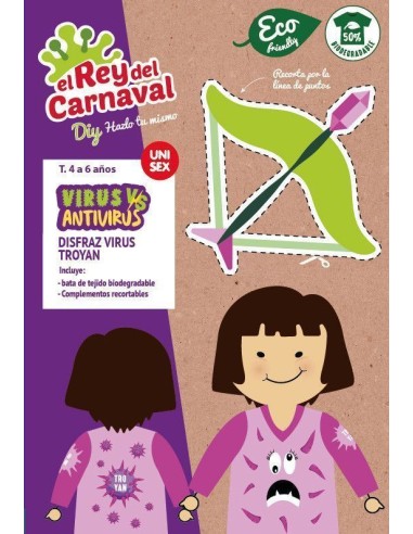 Rosa Trojanisches Virus Hemd 3/5 Jahre - Hochwertige Qualität, ideal für Karneval, Themenpartys und besondere Veranstaltungen.